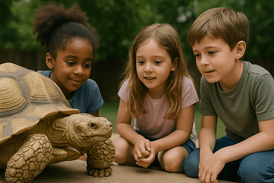 A tartaruga como animal de estimação é apreciada também pelas crianças